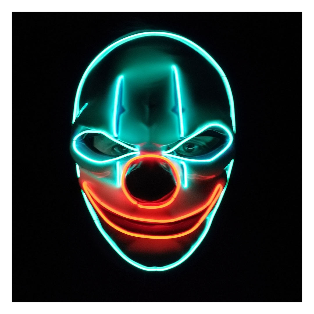 maske neon clown maske halloween farbe der nacht