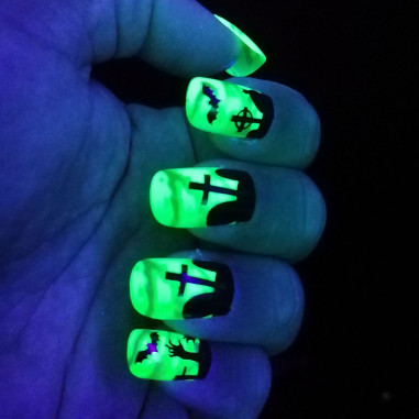 Faux,Ongles Fluo Halloween , Lot de 12