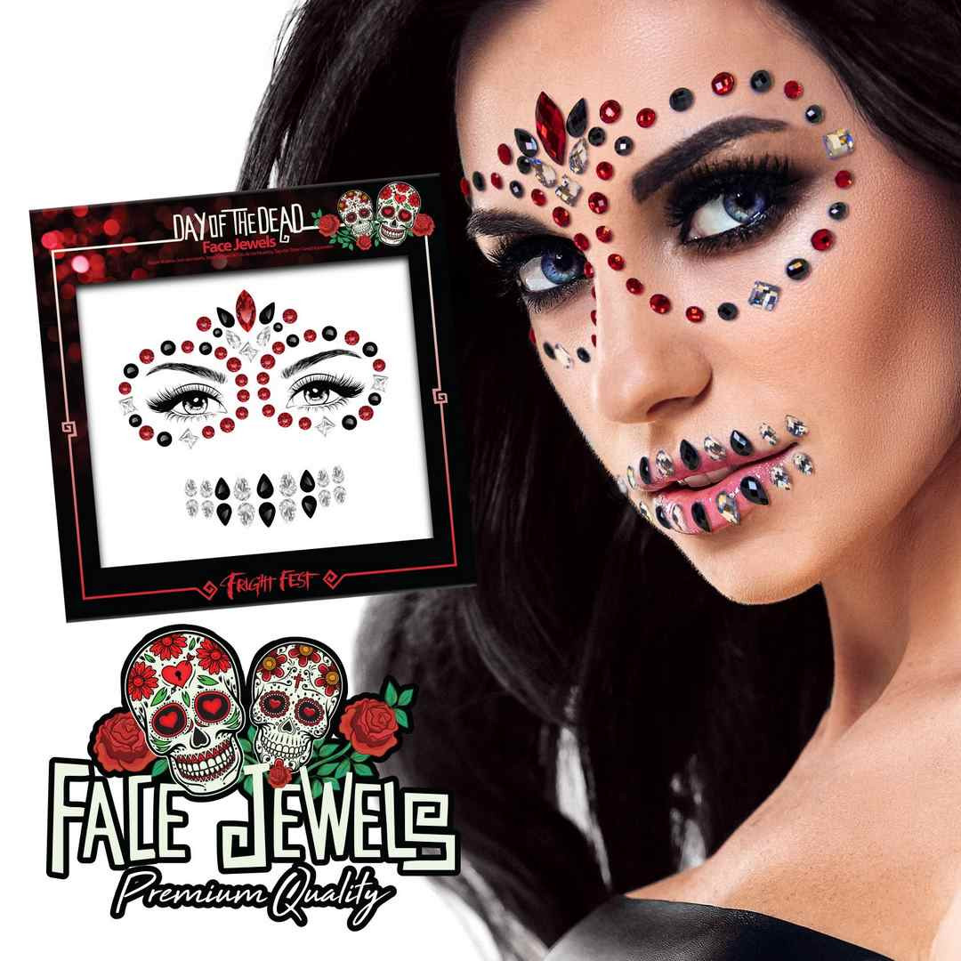 Face Jewels Dia de los Muertos , Bijoux Halloween Couleur de Nuit
