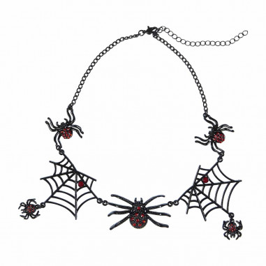 Collier Araignée Luminescent Halloween - Pendentif Bleu-vert, Longueur 60 Cm, Alliage De Zinc