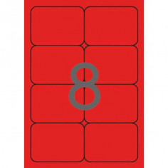 Etiquettes Fluorescentes prédécoupées - Lot de 20 rouge