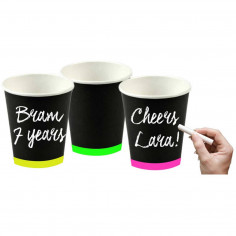 Gobelet Noir et Fluo - Lot de 6