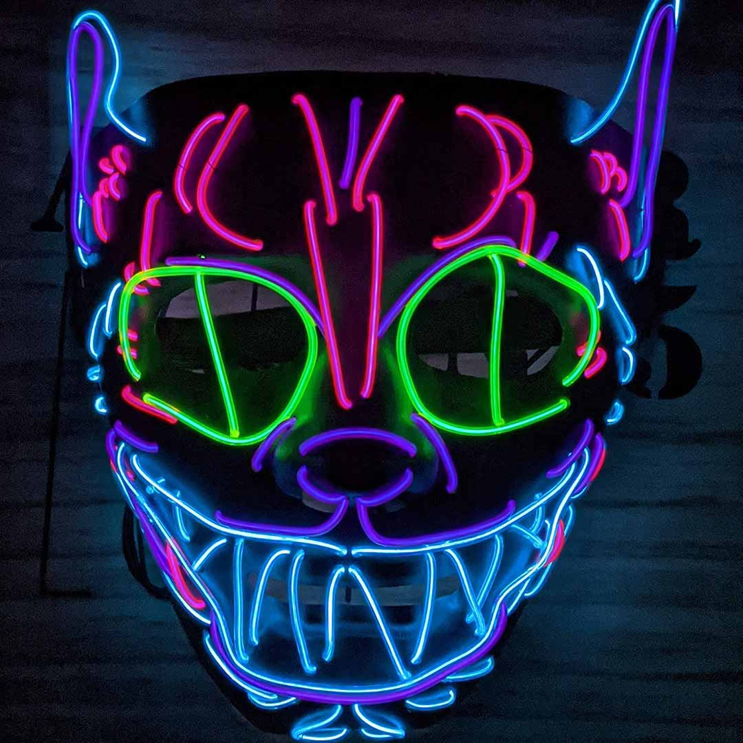 verruckte katze fuhrte maske fuhrte halloween maske nachtfarbe
