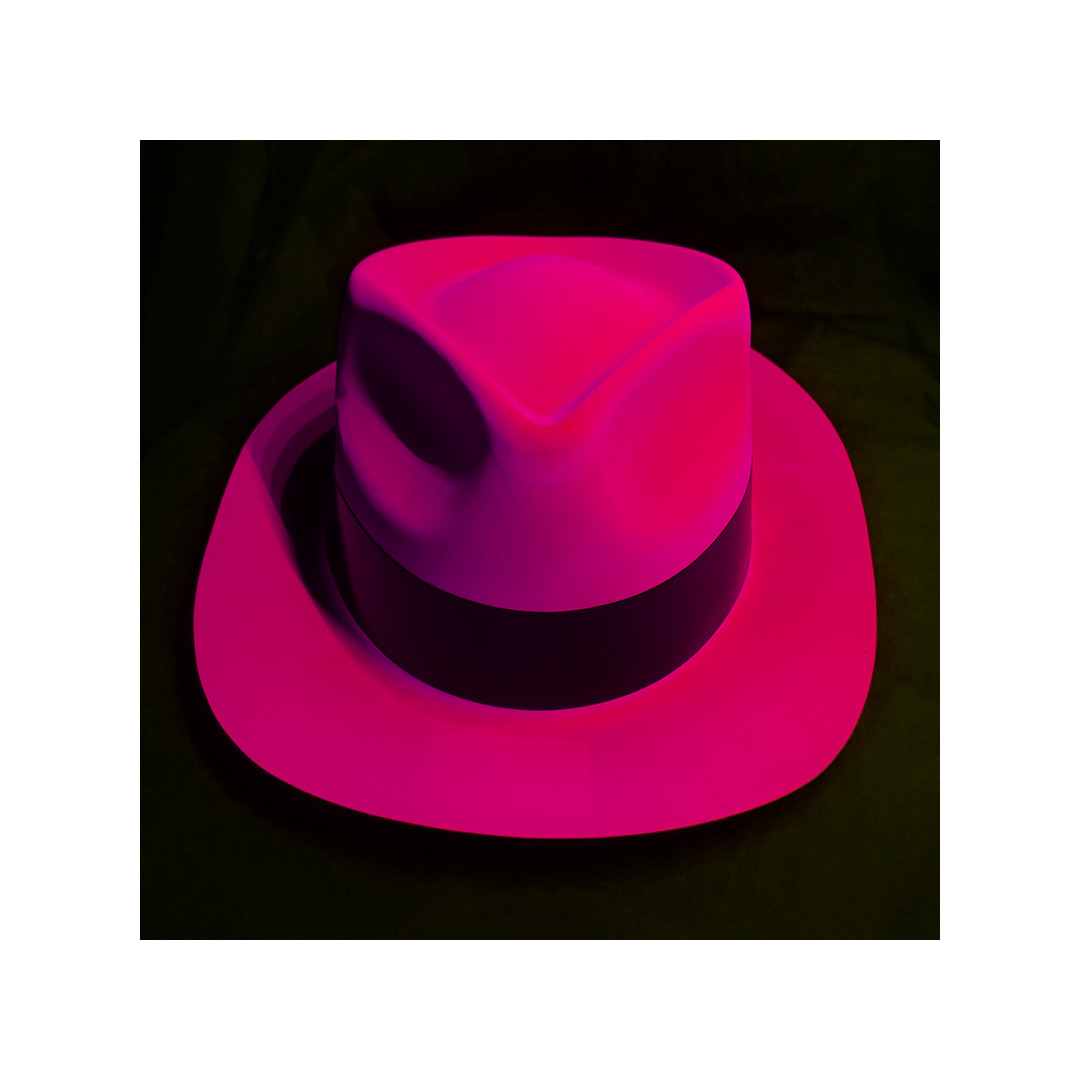 Chapeau FLUO UV - Gangster - Capone ruban noir