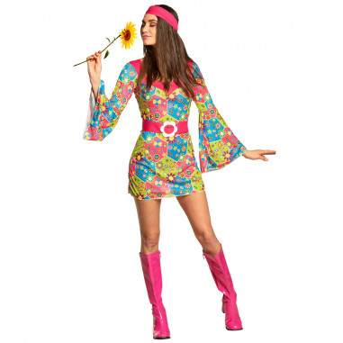 Robe Hippie Fleurs, Déguisement Hippie - Couleur de Nuit