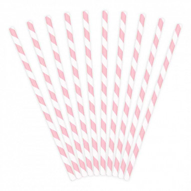 Paille rose et blanche - Lot de 10