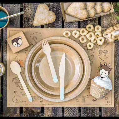 Couverts en bois bleus - Lot de 18