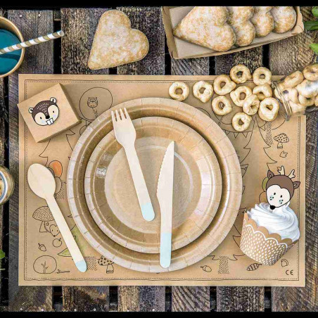 Couverts en bois bleus - Lot de 18