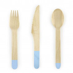 Couverts en Bois Bleus - Lot de 18