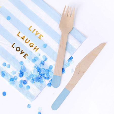 Couverts en Bois Bleus - Lot de 18