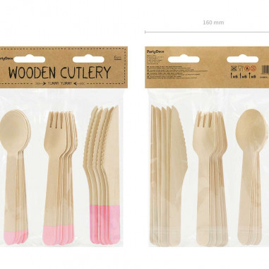 Couverts en Bois Roses - Lot de 18