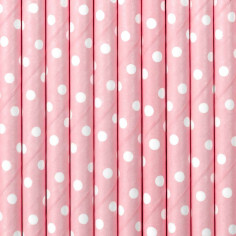 Paille Rose Rond Blanc - Lot de 10 2
