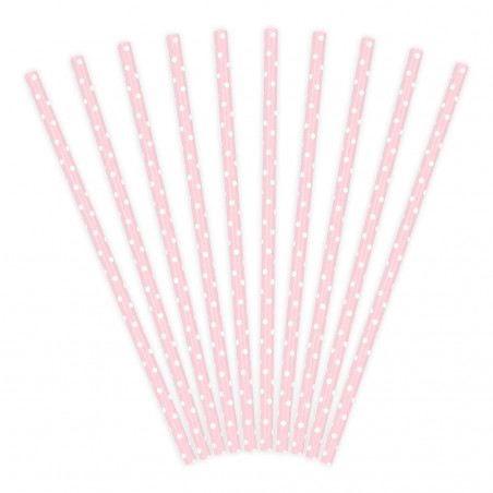 Paille Rose Rond Blanc - Lot de 10
