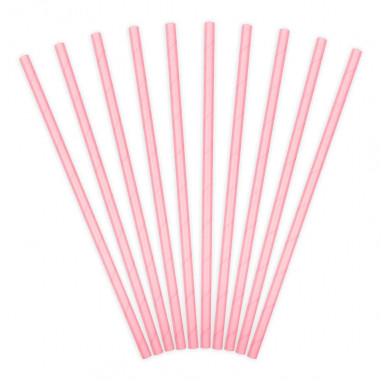 Paille rose en carton - Lot de 10