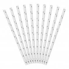 Paille Blanche Etoiles Argentées - Lot de 10