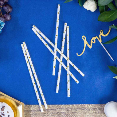 White Straw Golden Stars - Packung mit 10 Stück White Straw Golden Stars - Packung mit 10 Stück