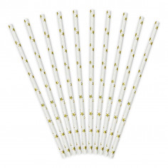 White Straw Golden Stars - Packung mit 10 Stück 2