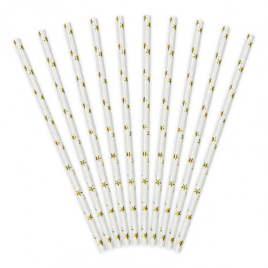 White Straw Golden Stars - Packung mit 10 Stück White Straw Golden Stars - Packung mit 10 Stück