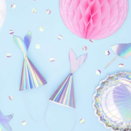 Mini Chapeaux Sirène Iridescents - Lot de 6
