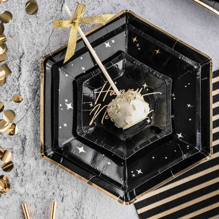 Schwarz-Gold-Platte - 6er-Set