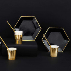 Assiette Noire et Dorée - Lot de 6 2