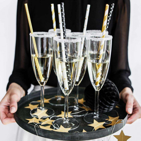 Schwarze Strohhalme mit weißen Gewichten - Packung mit 10 Stück