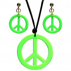 Collier & Boucles d'Oreilles Fluo Hippie vert