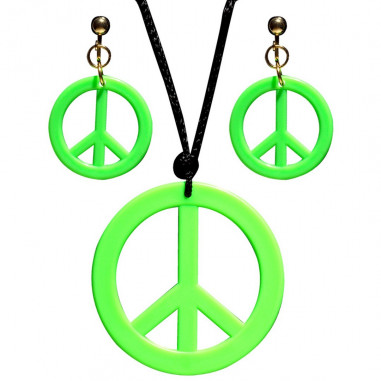 Collier & Boucles d'Oreilles vert Fluo Hippie