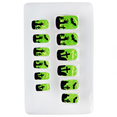 Faux-Ongles Fluo Halloween - Lot de 12 Faux-Ongles Fluo Halloween - Lot de 12