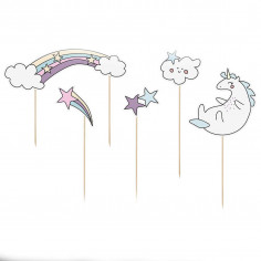 Cake Topper Licorne - Lot de 5