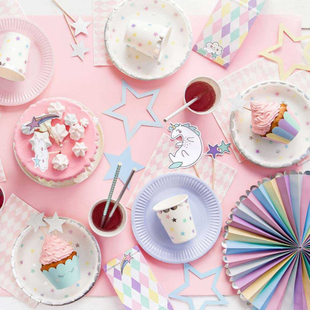 Cake Topper Etoiles Argentées - Lot de 6