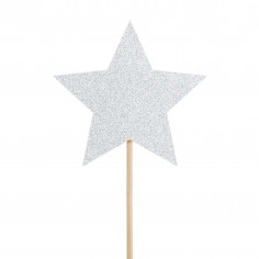 Cake Topper Silver Stars - 6er-Set 2