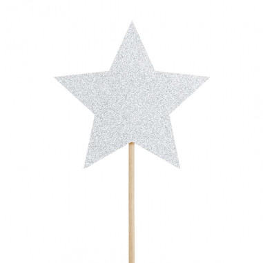 Cake Topper Etoiles Argentées - Lot de 6