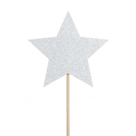 Cake Topper Etoiles Argentées - Lot de 6