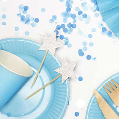 Cake Topper Silver Stars - 6er-Set