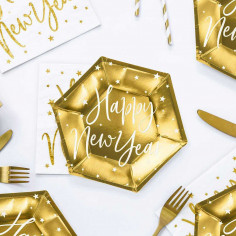 Assiettes Dorées Happy New Year - Lot de 6 2