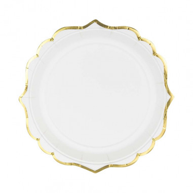 Assiette Blanche et Dorée - Lot de 6