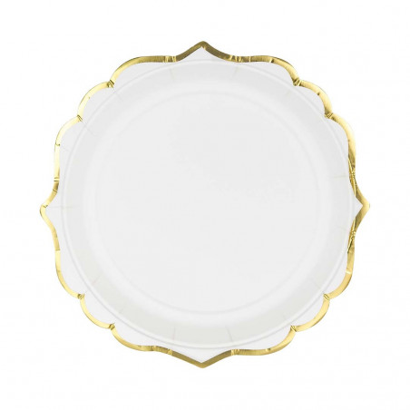 Assiette Blanche et Dorée - Lot de 6