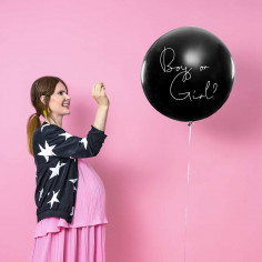 Ballon confettis géant gender reveal rose 2