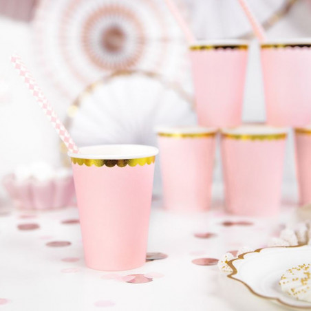 Lot de 6 Gobelets Roses et Dorés