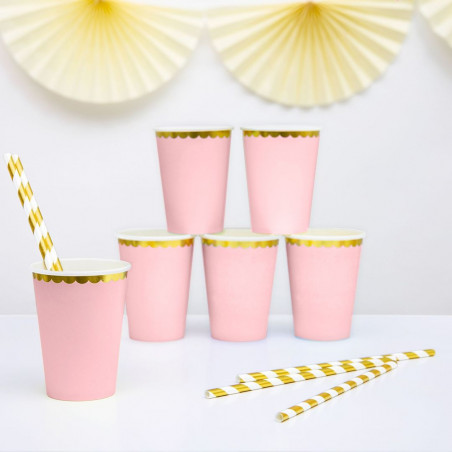 Gobelets Rose et Doré Lot de 6