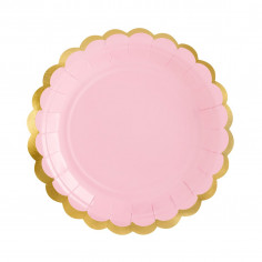 Petite Assiette Rose et Dorée - Lot de 6