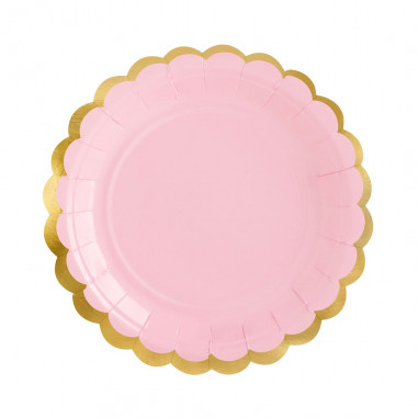 Assiette Rose et Doré - Lot de 6