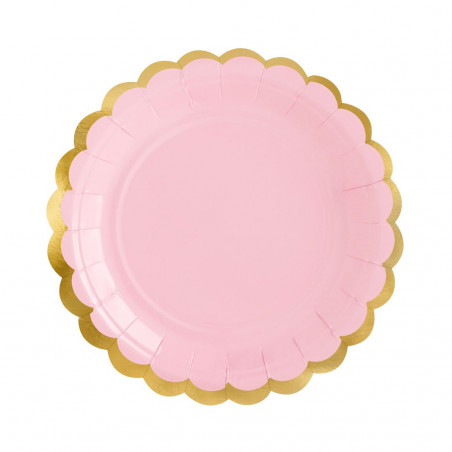 Lot de 6 Assiettes Roses et Dorés