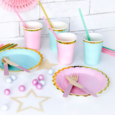 Assiette Rose et Doré - Lot de 6 2