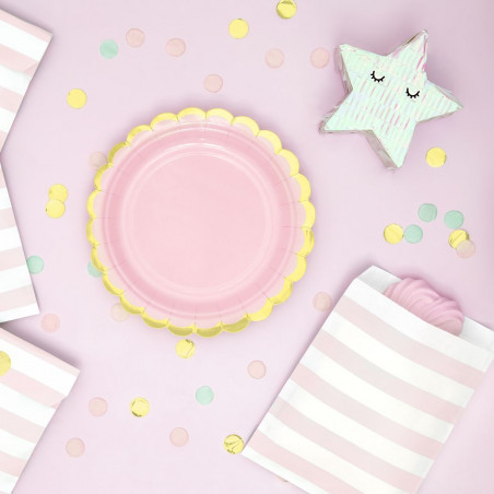 Lot de 6 Assiettes Roses et Dorés