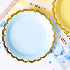 Lot de Assiettes Bleues et Dorées 2