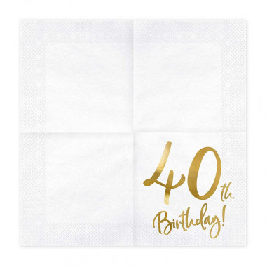Serviette Dorée 40 ans - Lot de 20