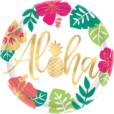 Assiettes en Carton Aloha - Lot de 8