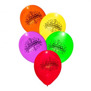 Lot De 5 Ballons Lumineux Joyeux Anniversaire Couleur De Nuit Lot De 5 Ballons Lumineux Joyeux Anniversaire Couleur De Nuit